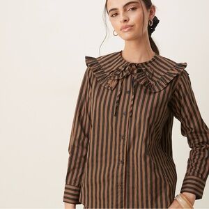 ASOS by Glamorous Brown and Black Striped Button Down Shirt